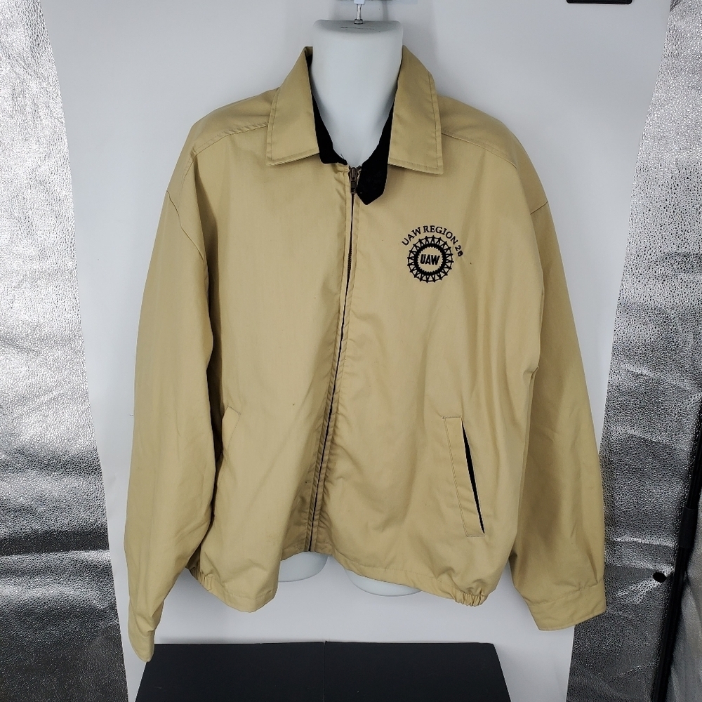 ​Vintage King Louie UAW Union Jacket 2XL Tan Bomber Coat Made in USA